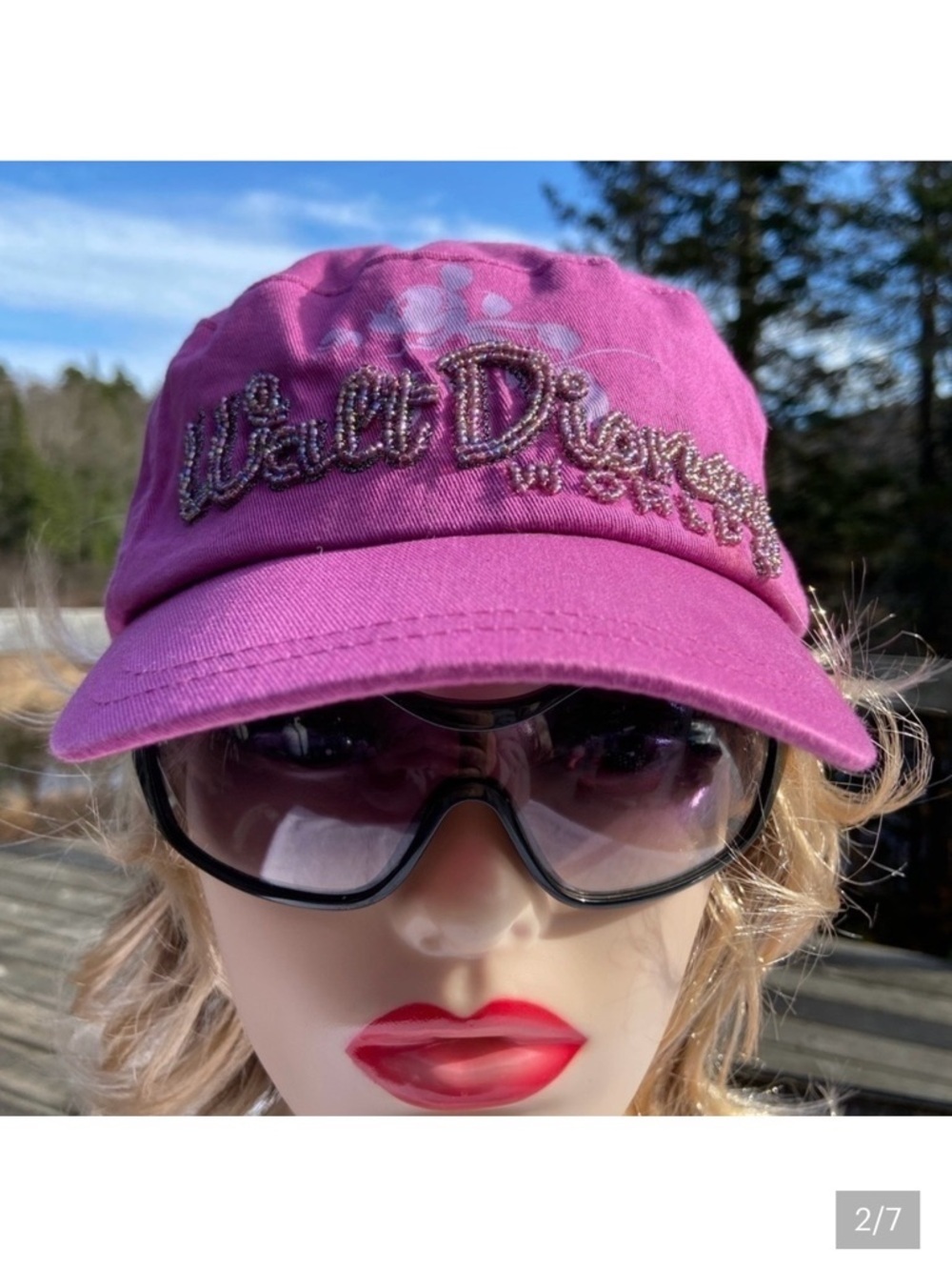 Disney Fuchsia Velour Embroidered Script Cap